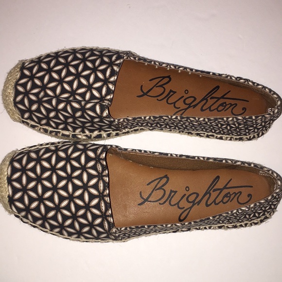 BRIGHTON Rattan cute black & cream espadrilles